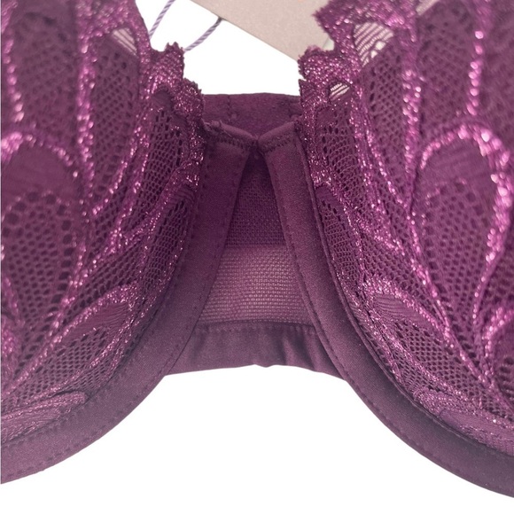 Savage X Fenty Not Sorry Lightly Lined Lace Balconette Bra Purple Lace NWT 36C - Picture 8 of 16